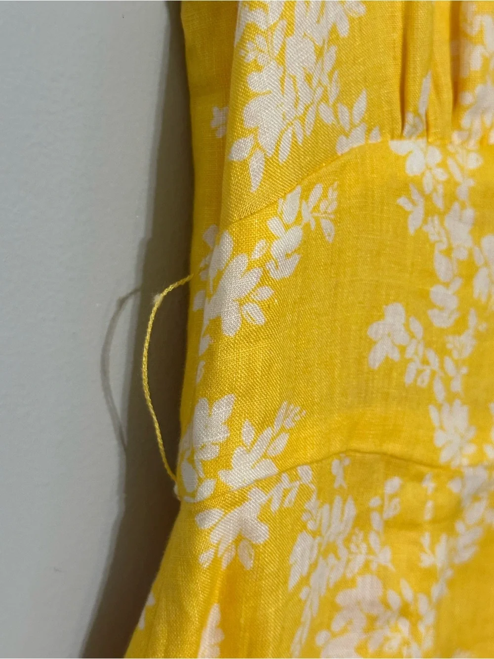 KEEPSAKE the Label Fallen Dress Yellow Floral Linen Midi Dress Size X-Small‎
